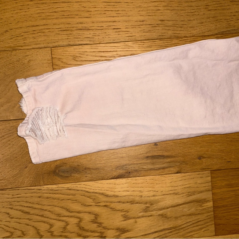 Mother High Rise Straight Leg Jeans Blush Pink Distressed Raw Hem Size 29 - Picture 10 of 13